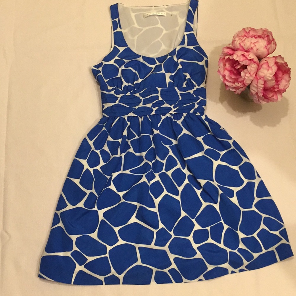 Susana Monaco blue Giraffe print dress